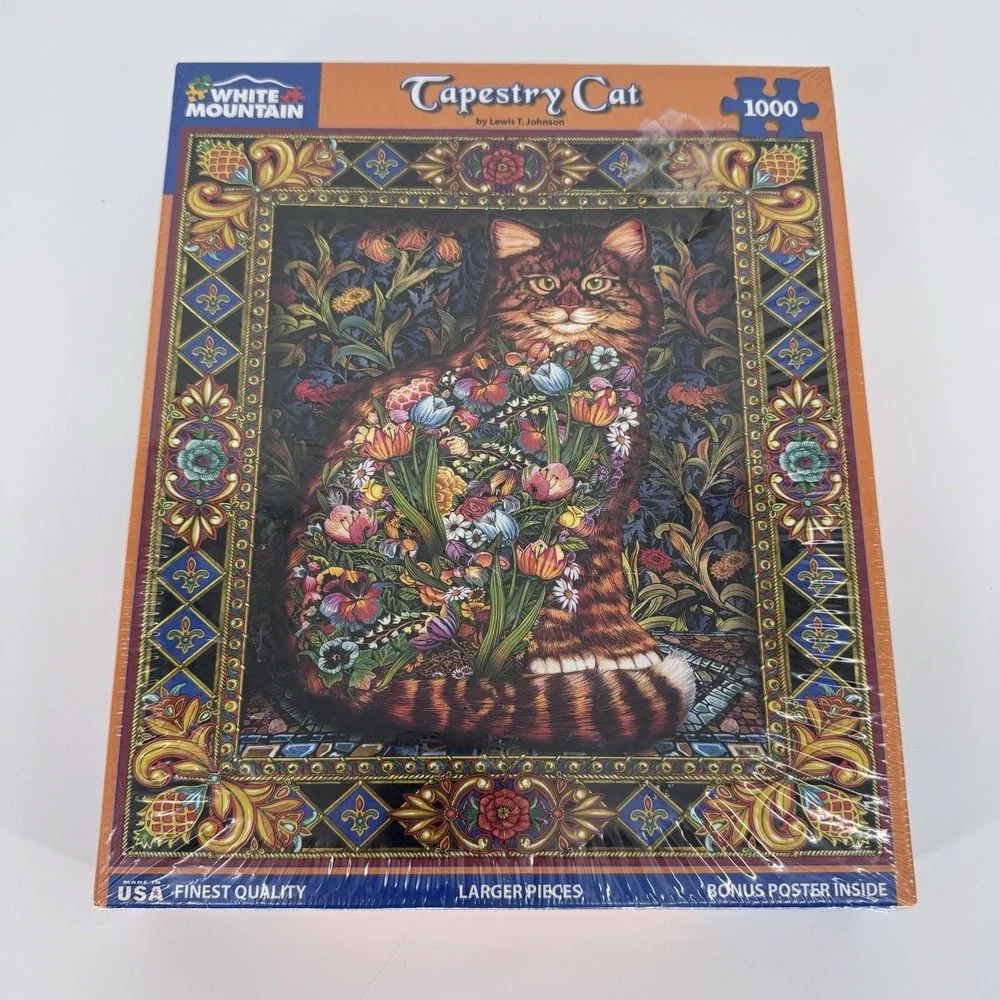 NEW White‎ Mountain Tapestry Cat 1000 Piece Jigsaw Puzzle Lewis T Johnson Sealed